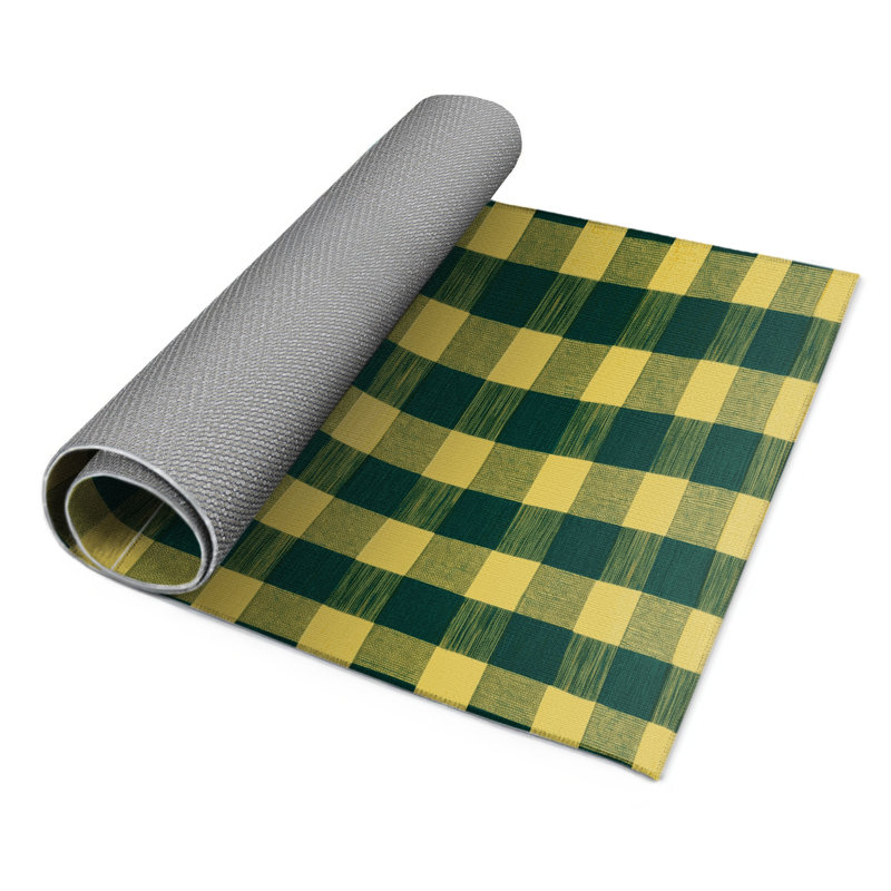 Tapis d'intérieur et d'extérieur à carreaux vert, Rectangle 5 pi x 7 pi