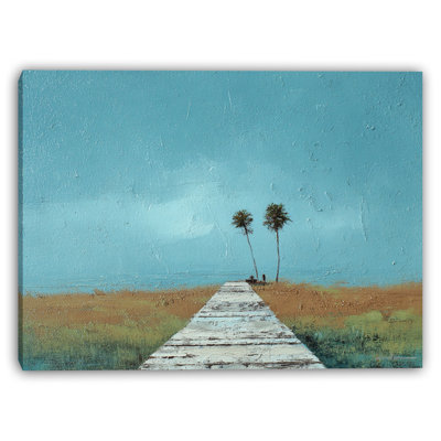 «Azure Palm Path», art mural sur toile tendue