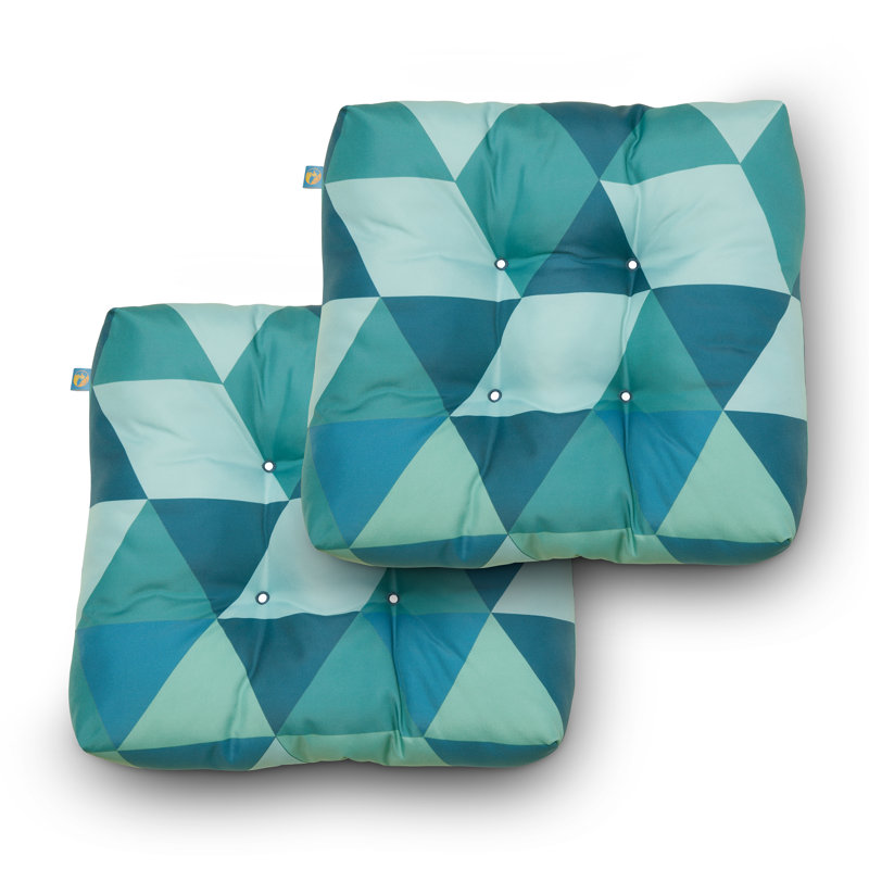 Outdoor 5'' Dining Chair Seat Cushion, Blue Lagoon Geo