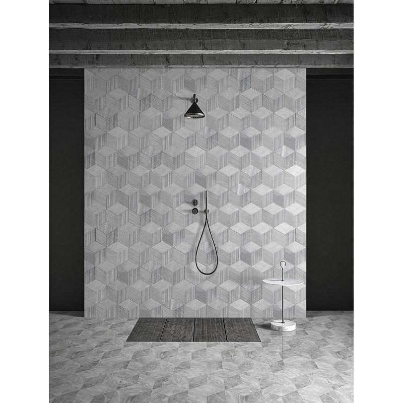 Hexagon Natural Marble Tile, Marble, Natural Stone, Genuine Marble, Real Marble, For Wall, Ol Textured Finished, 3D Fluted Marble, 1 Box 12 Pcs