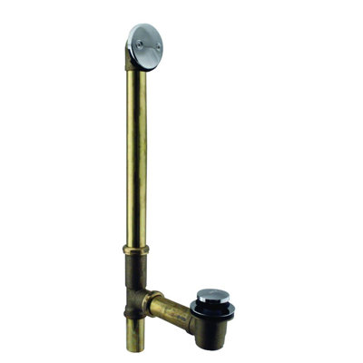 22-1/2" 17 Gauge Brass Tip-Toe Bathtub Leg Drain Assembly with 2-Hole Overflow