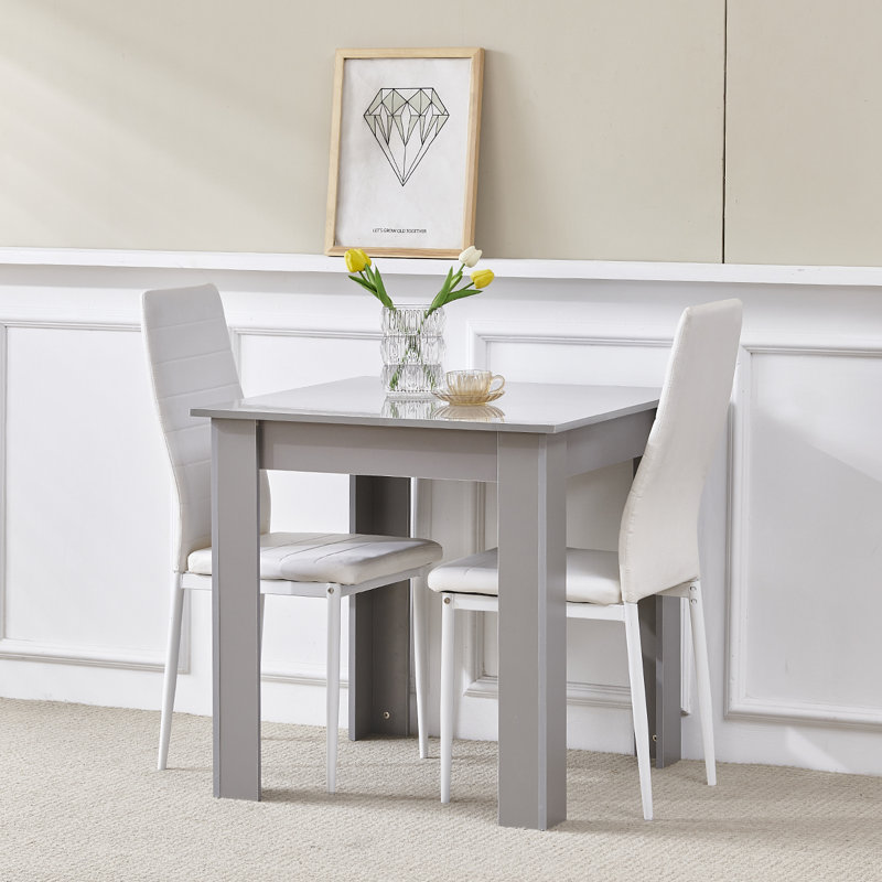 Dining Set, White Leather Line Chairs#2