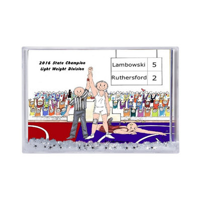 Personalized Wrestler - male MINI Snow Globe Frame Gift  2.5" x 3.75"