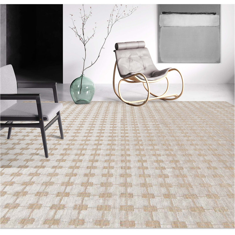 Geometric Area Rug in Gray/Tan, Rectangle 6'5" x 9'7"