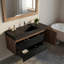 Meuble-lavabo flottant mural mat noir