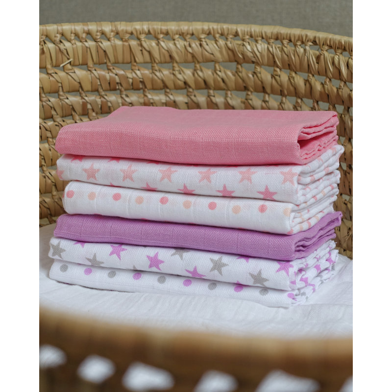 Losurdo MuslinZ Baby Muslin Squares 100% Cotton, Bright Pink and Violet Mix