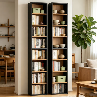 2 tablettes de 71 po de hauteur, bibliothèque étroite à 8 niveaux avec tablettes réglables