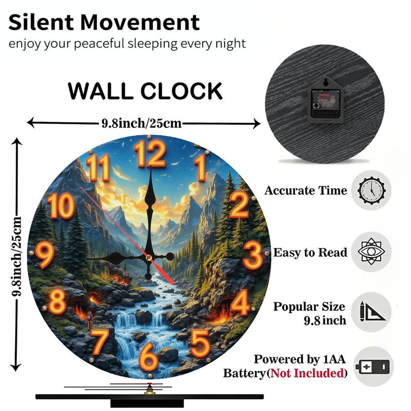 Horloge murale Mountain River