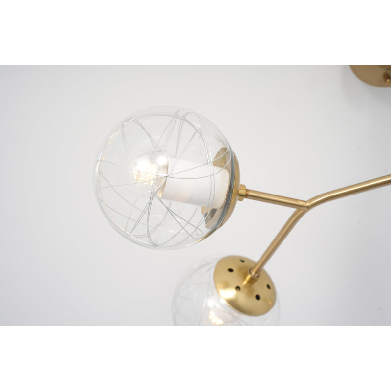 Lustre moderne 29,9 "en or 6 lumières, ampoules E26 incluses, 8