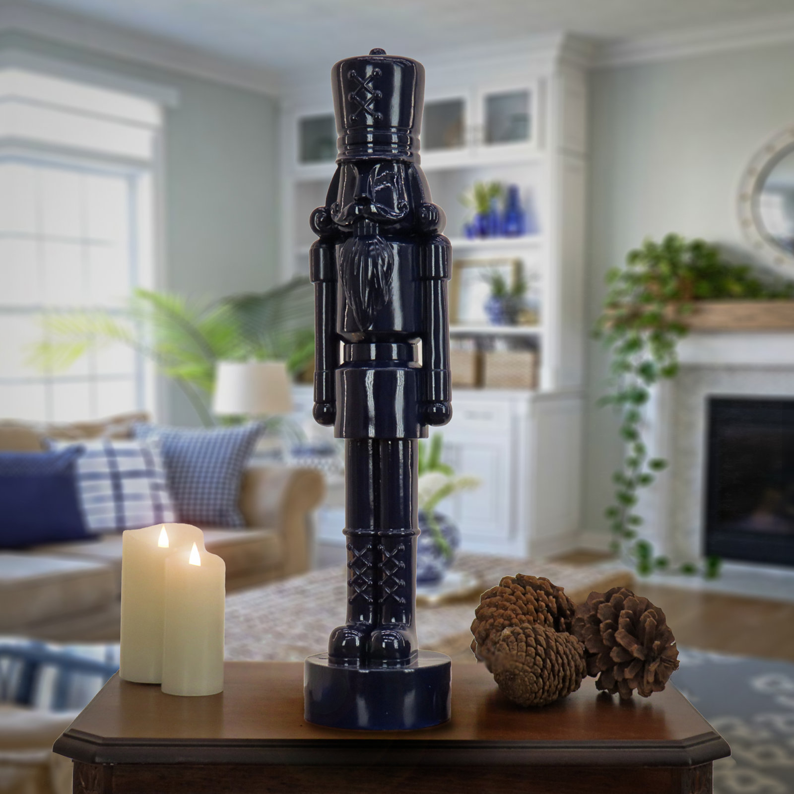 Nutcracker Christmas Decor, Navy, 24" H x 5.3" W x 6.3" D