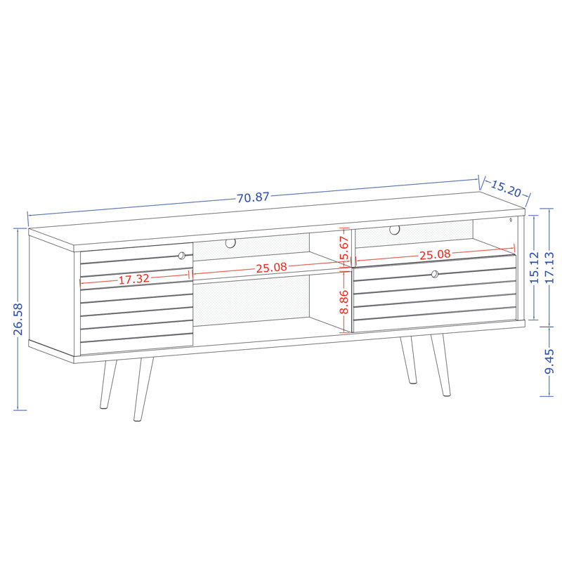 71" Tv Stand For Living Room, White/Brown