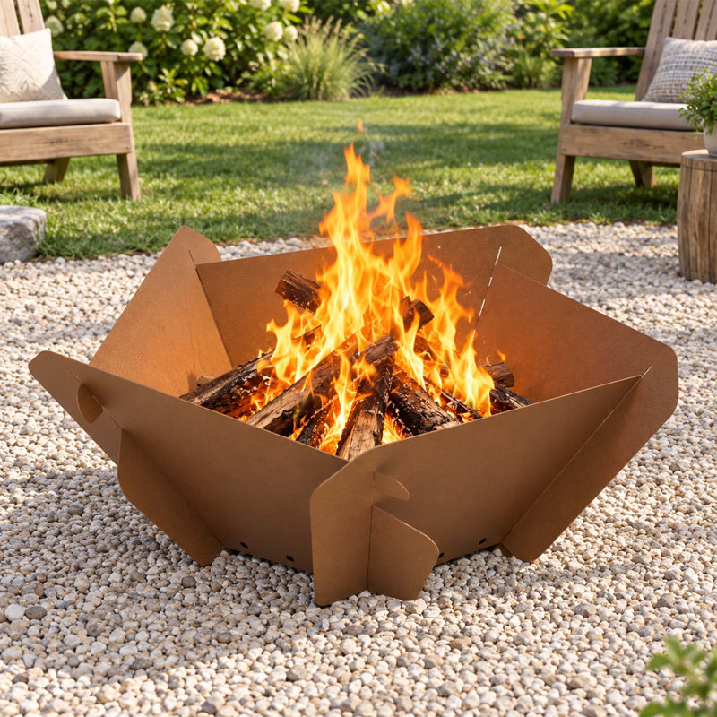 Anneau de foyer en acier Corten de 68,5 cm (27 pouces), anneau de feu de camp portatif à bois