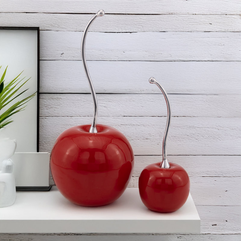 Ashtynn Red and Silver Aluminum Tabletop Sculpture, 21" H x 9" W x 9" D