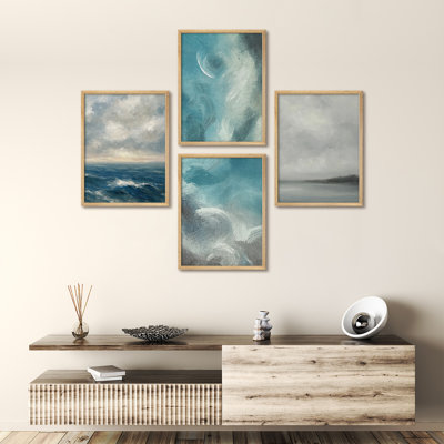 «Ocean and Wave Inspired», ensemble de 6 reproductions d'art murales encadrées - mer bleue et ciel