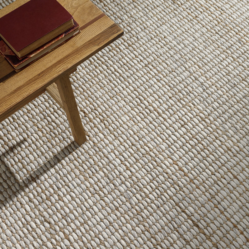 Moroccan Hand Woven Area Rug, Off-White/Tan, Rectangle 183 x 275 cm