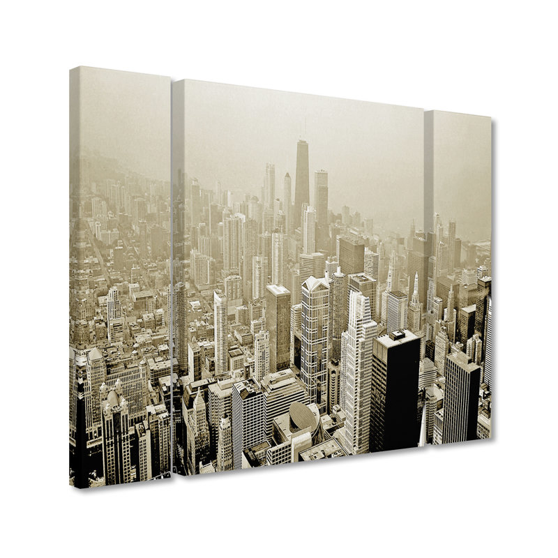 'Chicago Skyline' by Parsegh 3 Piece Photographic Print on Wrapped Canvas Set, H 30 po x l 41 po x P 2 po