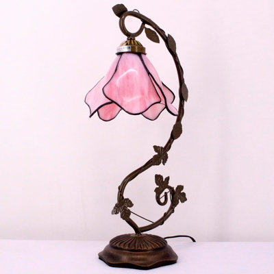 Pink Colored Glass Table Lamp
