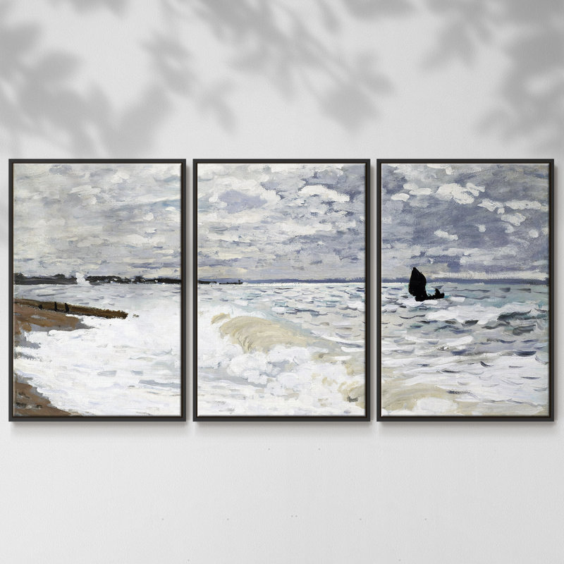 La mer au Havre, 1868, 3 pièces, H 40 po x l 78 po x P 2 po, Noir