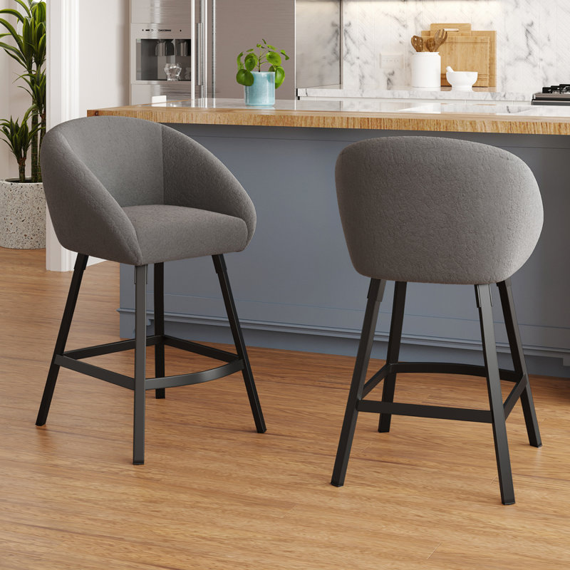 Ensemble de 2 tabourets de bar, tabouret de bar rembourré avec dossier, tabourets de bar à hauteur de comptoir de 27 pouces de hauteur pour îlot de cuisine