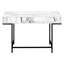 Bureau pour ordinateur portable 48 po pour bureau personnel - surface d'aspect marbre blanc, construction en métal noir et bureau moderne à 2 tiroirs l 46,02 po, stratifié, structure