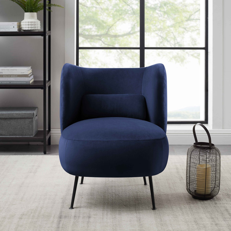 Emiline 61Cm Wide Barrel Chair, Deep Blue Velvet