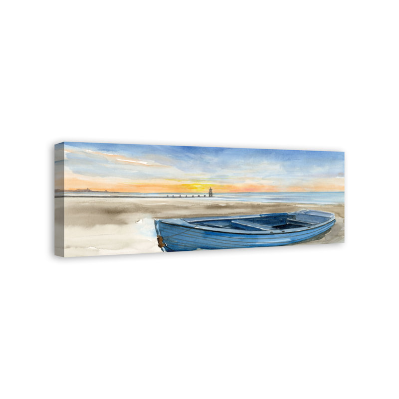 Bateau de plage sur toile, H 12 po x l 36 po x P 1,25 po