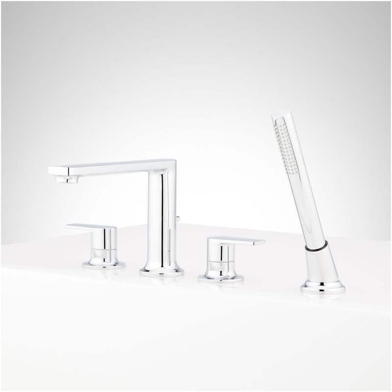 Berwyn 4-Hole Roman Tub Faucet and Hand Shower with Rough-In Valve - Chrome, Chrome