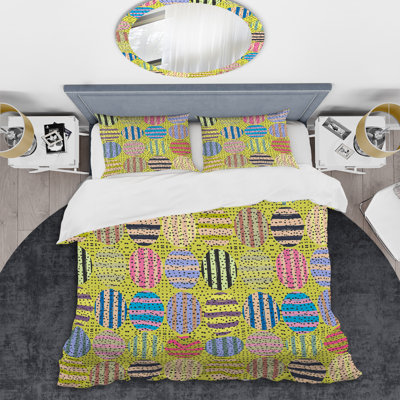 Motif à rayures multicolores - Ensemble de housse de couette abstrait - Microfibre de polyester