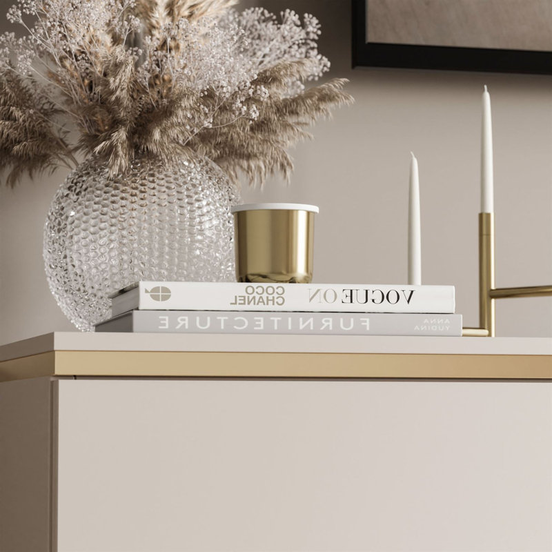 Bethsaida Cashmere TV Stand 200cm with Gold Legs, Cashmere