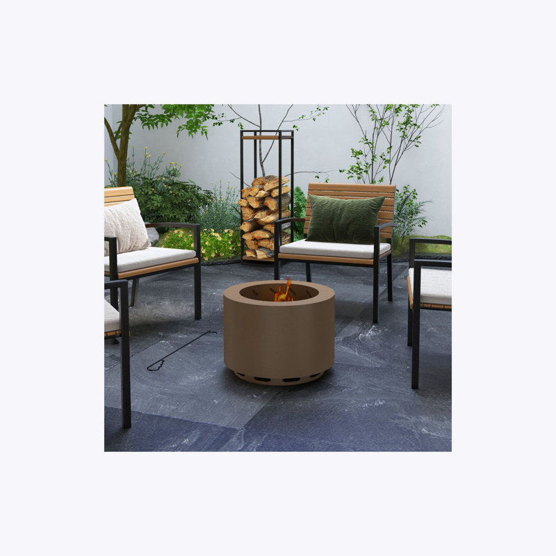 Foyer d'extérieur au feu de bois portatif avec tisonnier de 19 po Outsunny, Bronze