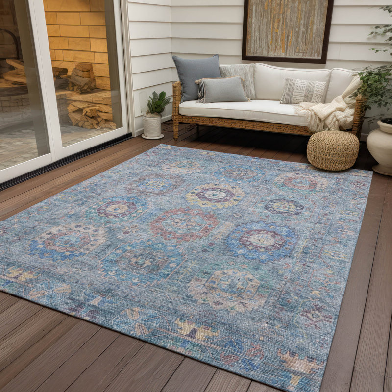 Machine Washable Indoor/Outdoor Lafferty ACN2227 Panel Rug, Rectangle 9' x 12'