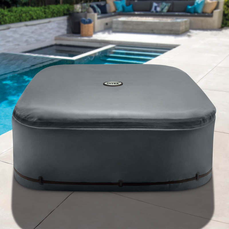 INTEX Spa Cover INTEX Dark Grey PVC and PU Energy Efficient Hot Tub Accessory, 72cm H x 196cm W x 196cm D