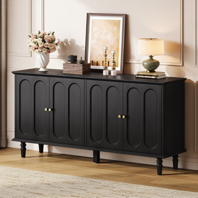 63" Sideboard Buffet With 4  Doors & Adjustable Shelves