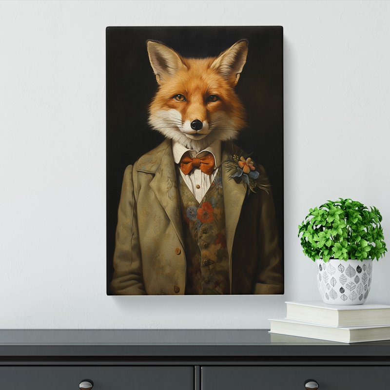 Fox Victorian Art - Wrapped Canvas, 50cm H x 35cm W x 3cm D