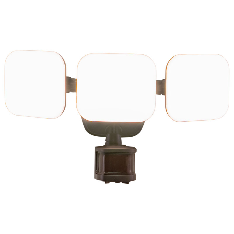 Theta 3 Light LED Outdoor Motion Sensor Adjustable Security Flood Light Bronze