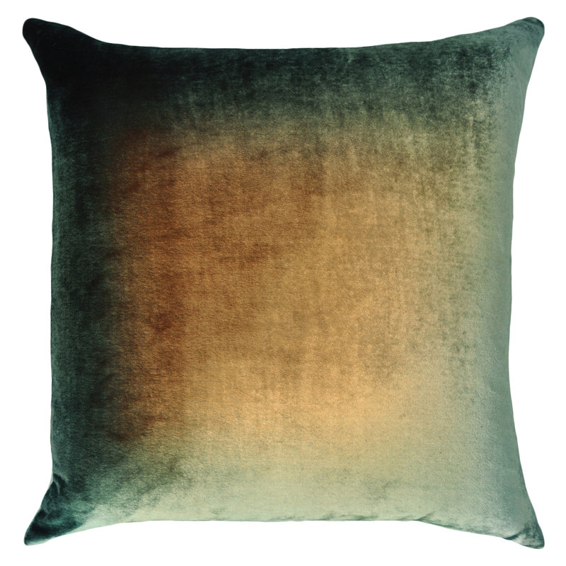 Square Pillow Cover & Insert, Green/Gold/Brown, Square 22"