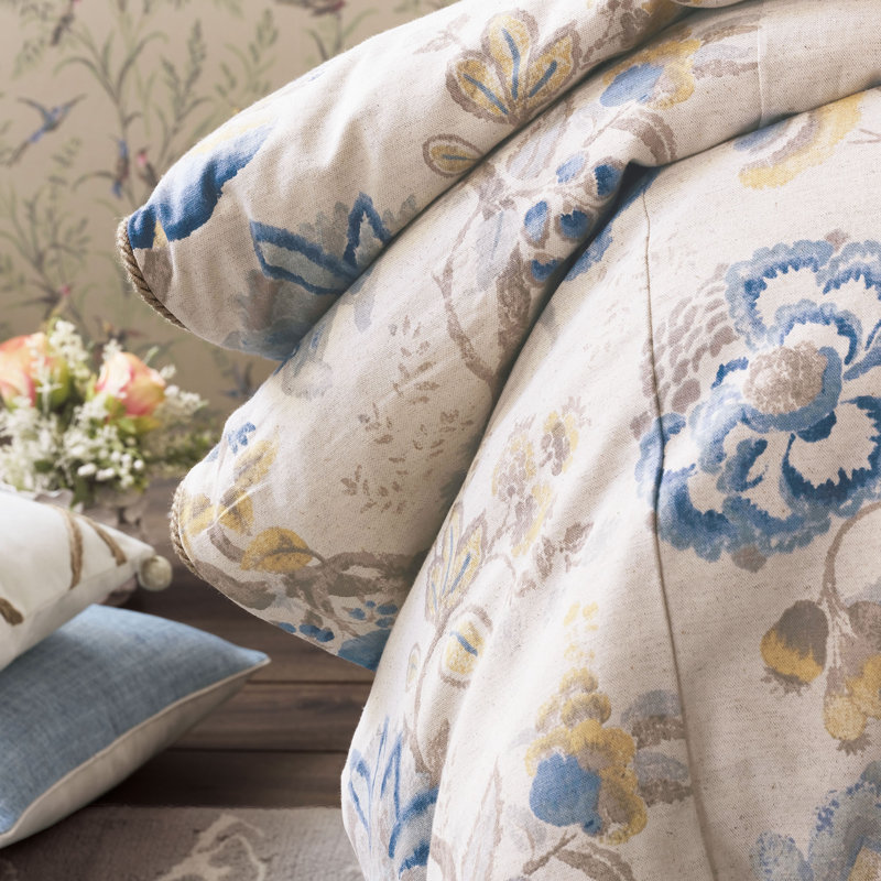 Emory French Country Cotton Blend Floral Comforter, Hand Tacked, Super King Comforter