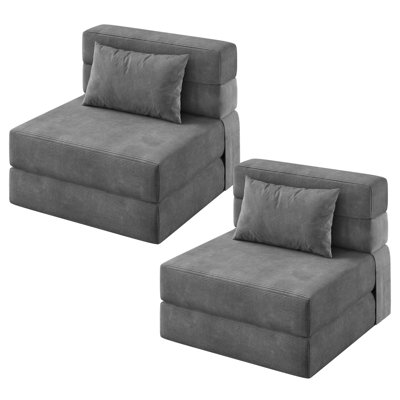 Modern 2 Pcs Cloud‑Style Convertible Sectional Sofa, Foldable Sofa Bed Chair, Multi‑Purpose Comfy Couch That Serves as Sofa & Bed for Living Room & Apartment