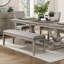 Banc de salle à manger rembourré en tissu traditionnel, garniture cloutée, finition bois et gris | Idée de cadeau-1581962906-1581962908