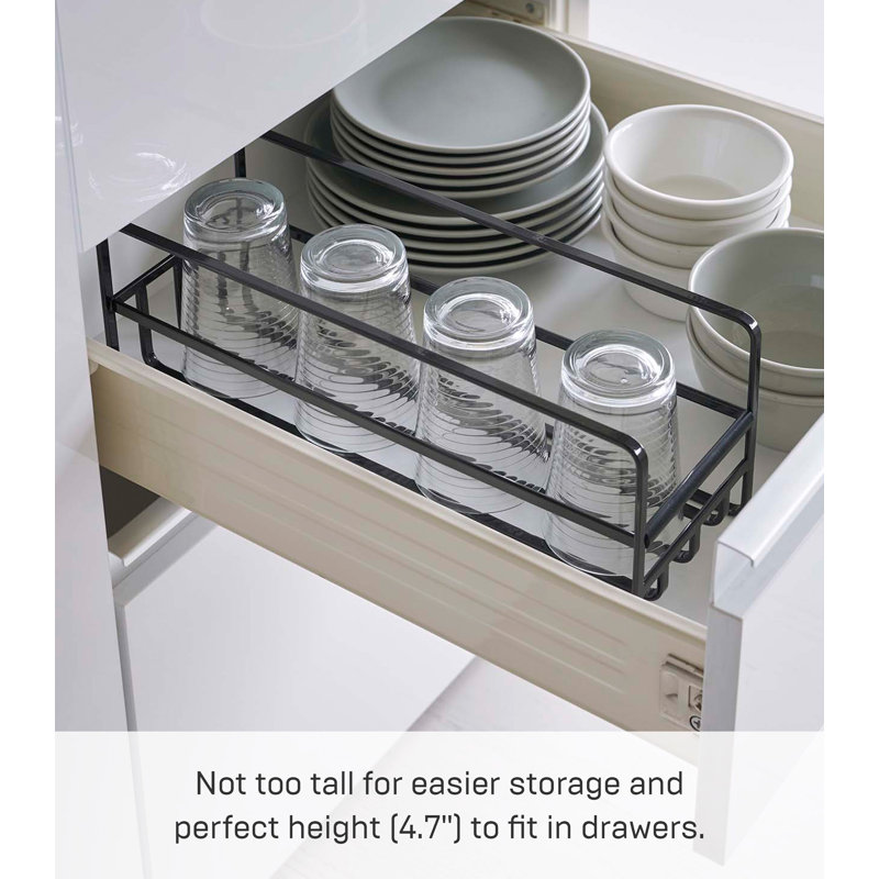 Black Steel Glass and Mug Cabinet Organizer