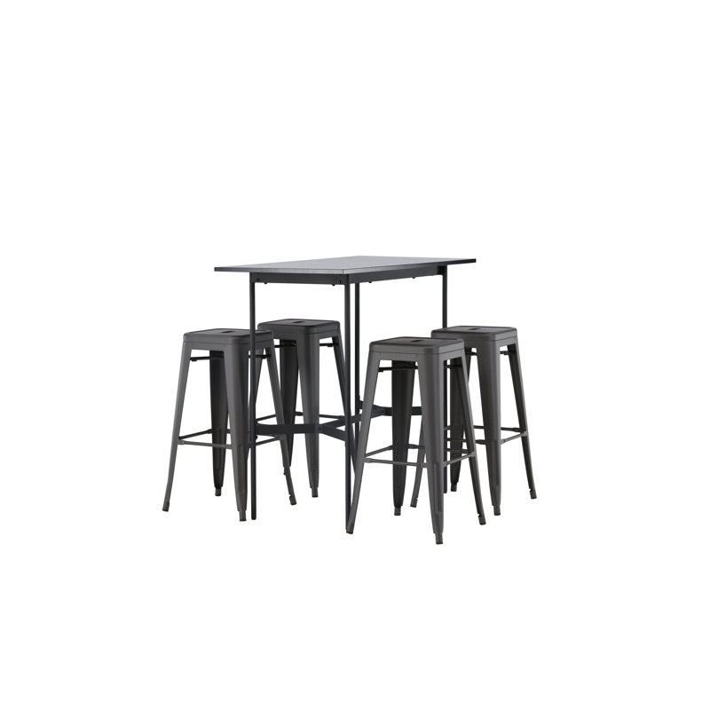 Alicyn 4 - Person Dining Set, Dark Grey, Dark Grey