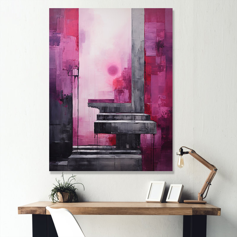 «Fuchsia Facades Skyscraper Horizon III», reproduction sur toile, Toile tendue, H 40 po x l 30 po