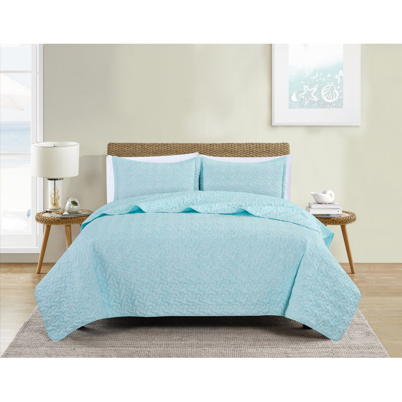 Ensemble de courtepointe Petticoat, Courtepointe très grand + 2 taies décoratives, Aqua