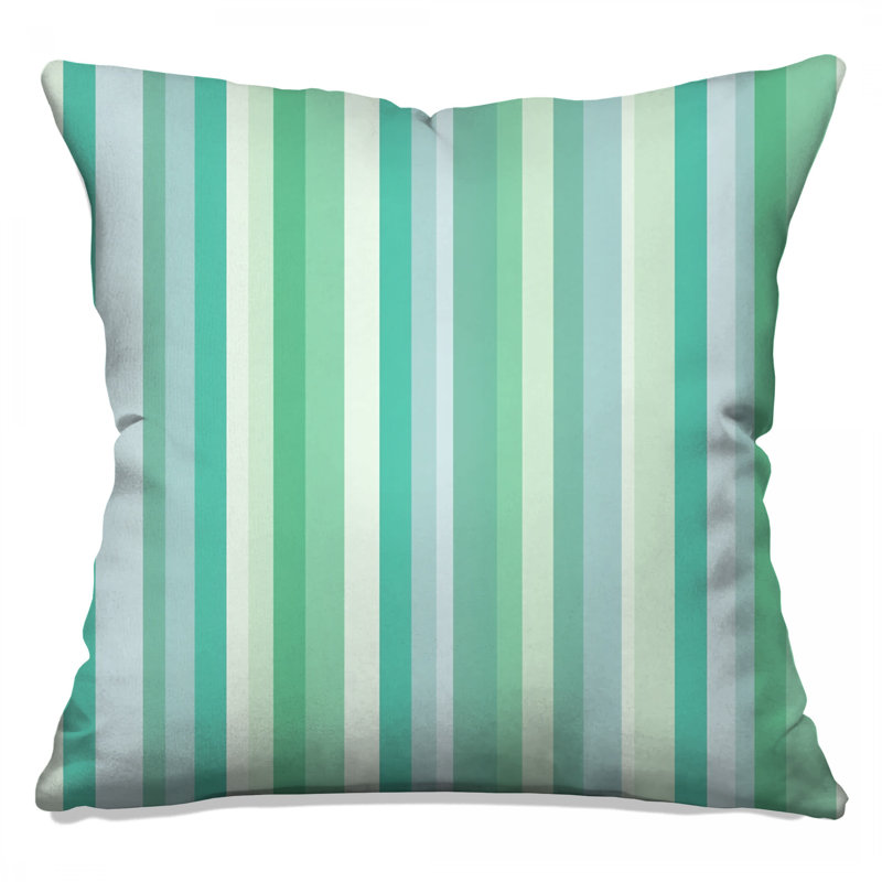 Coussin Stripes, Bleu sarcelle rayé, Carré 14 po