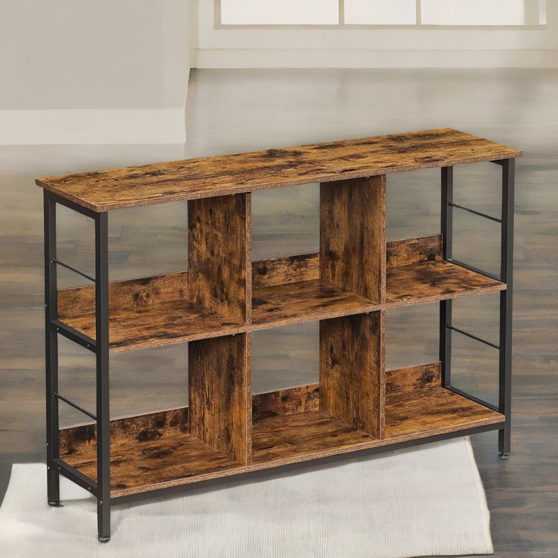 Adalaina Rustic Industrial 80 H x 120 W Bookcase Bookshelf with Storage Shelves Living Room