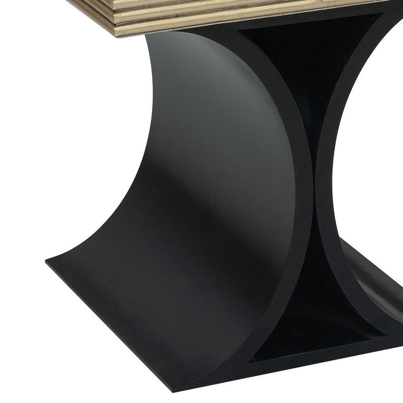 Square Black and Gold Geometric Wood Spot Table