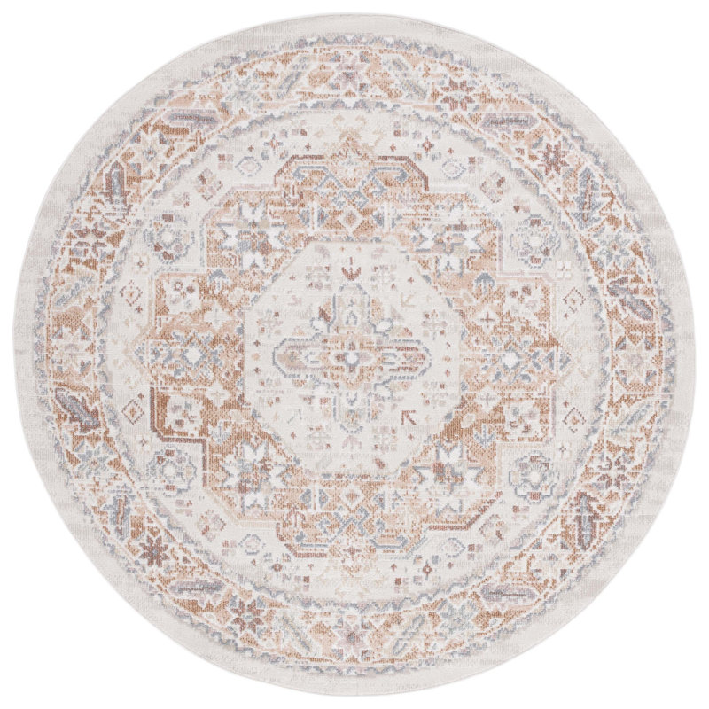Tapis oriental beige / rouille Helfrich, Rond 6 pi 7 po