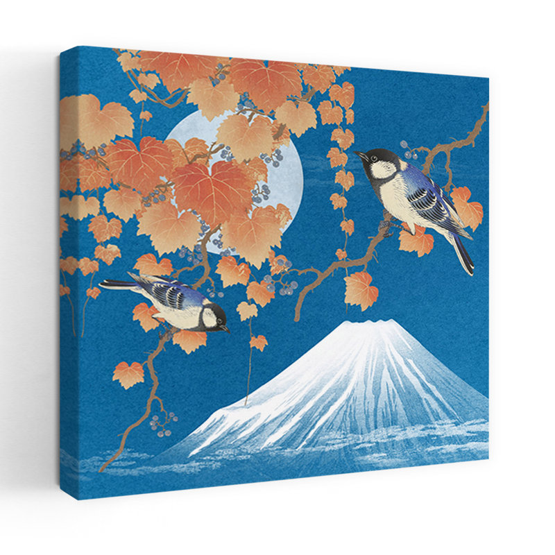 «Birds A Mount Fuji Abstract Contemporary Bird Landscape Mountain», art mural, H 48 po x l 48 po