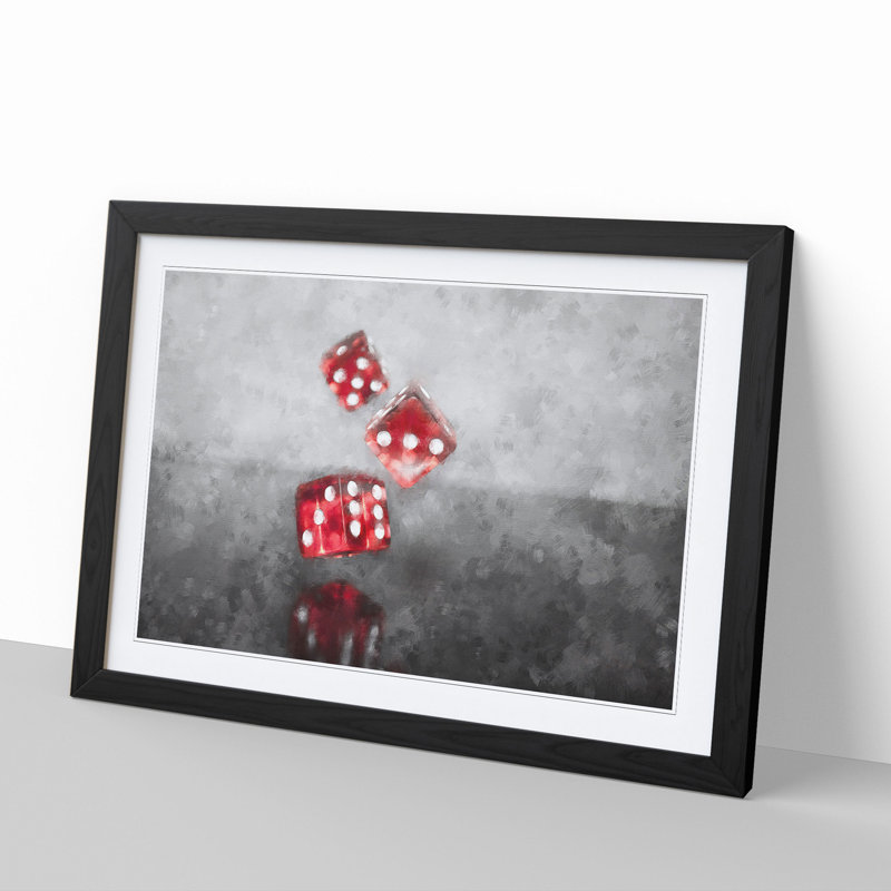 Rolling the Dice - Picture Frame Painting, 36cm H x 48cm W x 2cm D, Black Framed