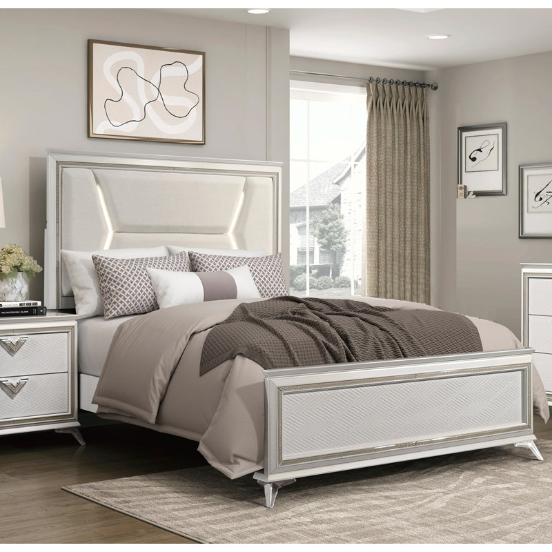 Bed Frame With Side Bookshelves, Two Drawers, And Built-in USB Port, Queen